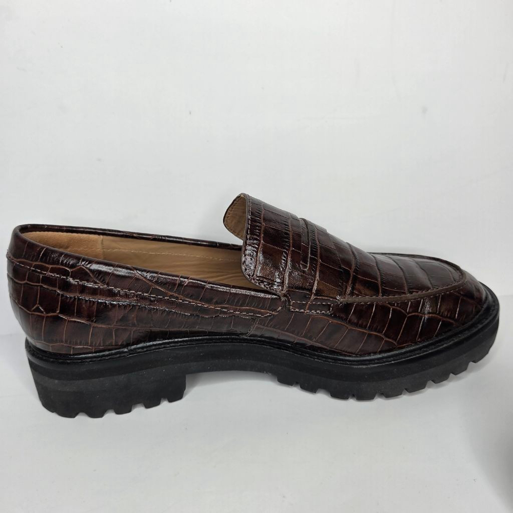 Everlane The Lug Loafer Brown Croc Embossed Women's Size 9.5 Euro 40 Platform - Picture 10 of 13